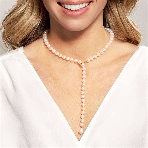 7 10mm Cultured Pearl Choose Your Style Lariat Necklace With 18kt Gold