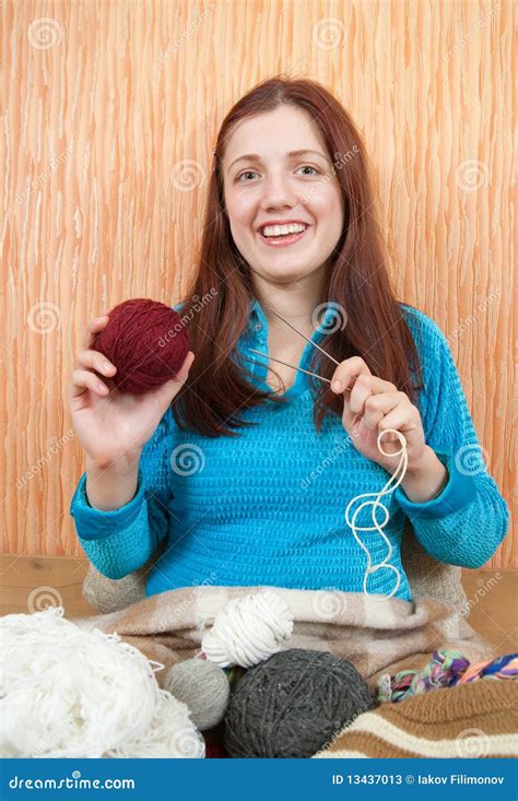 Knitting Woman Stock Image Image Of Relaxing Network 13437013
