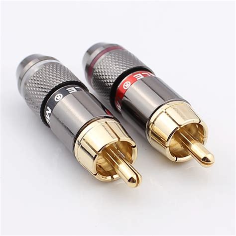 Free Shipping 2pcs Lot High Quality Gold Plating Rca Connector Rca Male Plug Support 6mm Cable