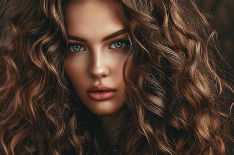 Premium Photo Beautiful Brunette Model With Long Shiny Curly Hair