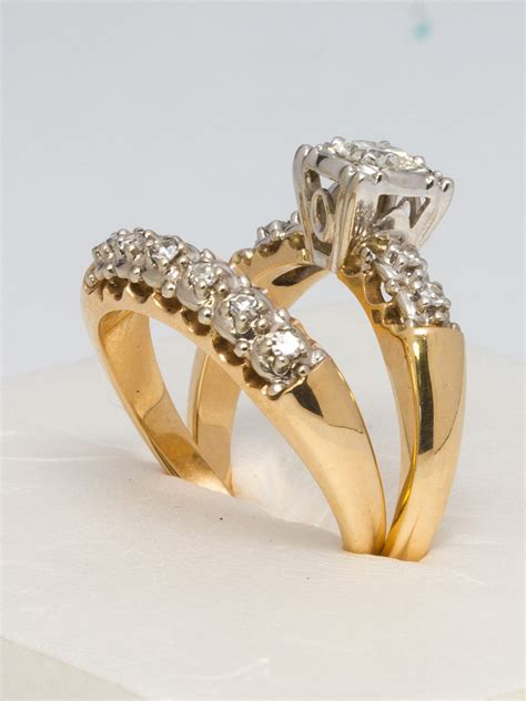 1950s Yellow Gold And Diamond Wedding Ring Set For Sale At 1stdibs 1950s Wedding Ring Sets