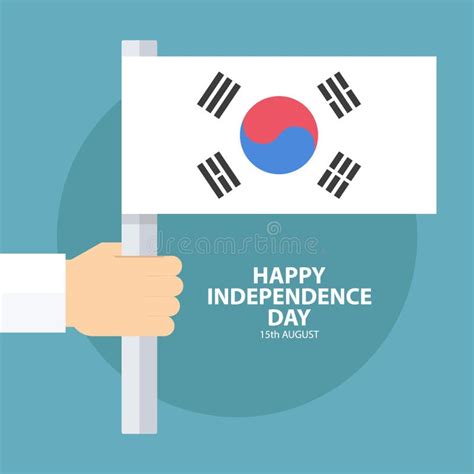 South Korea Happy Independence Day Celebration Card With Hand Holding