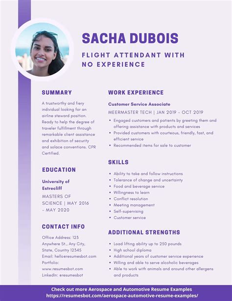 Don't you have relevant work experience? Flight Attendant With No Experience Resume Samples and Tips PDF+DOC | Resumes Bot
