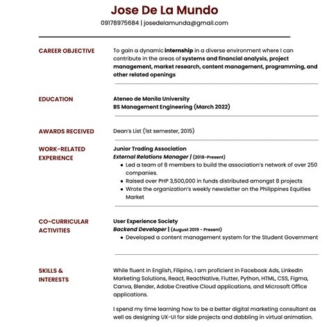 Fresh Graduate Resume Templates 12 Free Word Excel PDF Formats