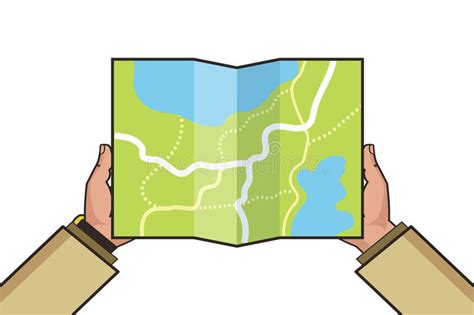 Hands Holding Paper Map Folded Map In Hands Of Men Tourist Look At