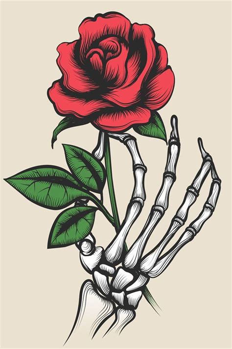Skeleton Hand With Rose Tattoo Style 944297 In 2022 Tattoo
