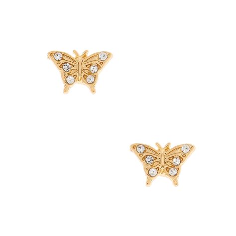 Gold Crystal Butterfly Magnetic Stud Earrings Claires Us