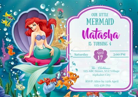 Copy Of Little Mermaid Birthday Invitation Postermywall
