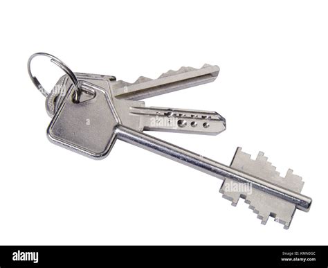 Closeup Of Silver House Keys On A Keyring Stock Photo Alamy