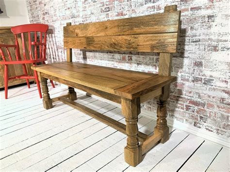 Rustic Farmhouse Fruitwood Kitchen Dining Bench