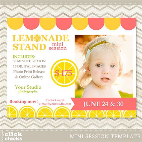 Mini Session Photography Marketing Template Lemonade Stand Mini