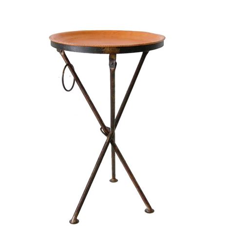 Description Small Round Folding Table With Iron Frame And Round Tray