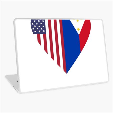 half philippines flag half usa flag love heart laptop skin for sale by trevelyanprints redbubble
