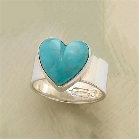 Light Green Turquoise Heart Rings Color Love Heart Rings For Women
