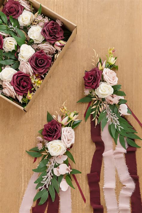 Wedding Aisle Decoration Pew Flowers Set Of 8 Marsala