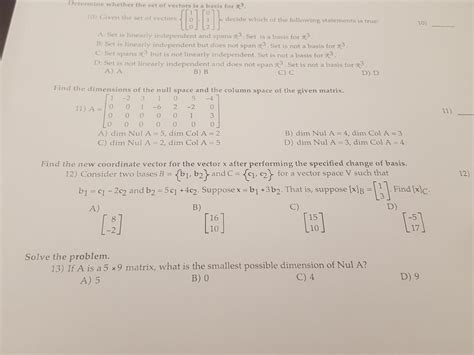 Solved Determine Whether The Set Of Vectors Is A Basis For 0
