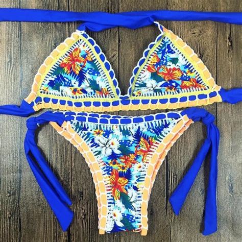 sexy halter handmade crochet women s brazilian bikini set s m l on luulla