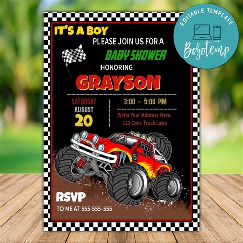 Printable Car Baby Shower Invitation Instant Download Createpartylabels