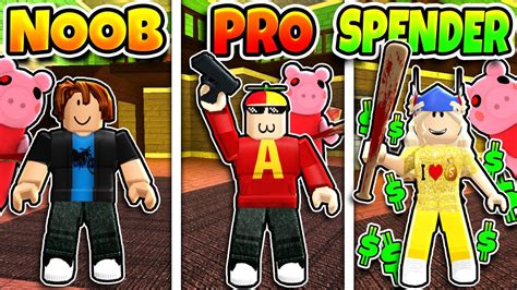 Roblox Noob Vs Pro Vs Robux Spender In Piggy Youtube