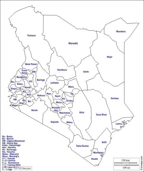 Printable Outline Map Of Kenya