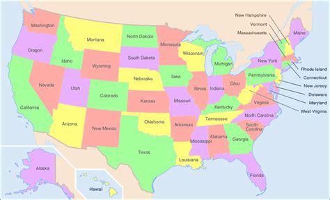 United States Of America Map With State Names Winna Kamillah