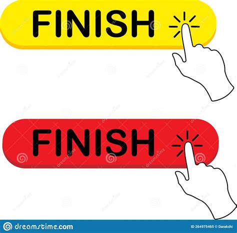 Finish Buttons Collection With Hand Pointer Stock Vector Illustration