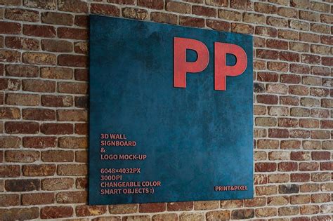 Download 3D wall signboard mount logo mock | Signboard, Sign board ...