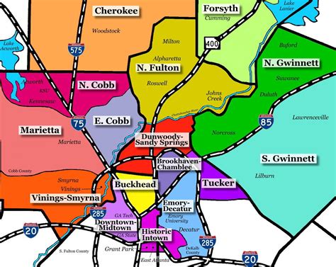 Atlanta Suburbs Map Map Of Atlanta Suburbs United States Of America