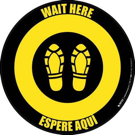 Wait Here Espere Aqui Shoe Prints Bilingual Spanish Blackyellow