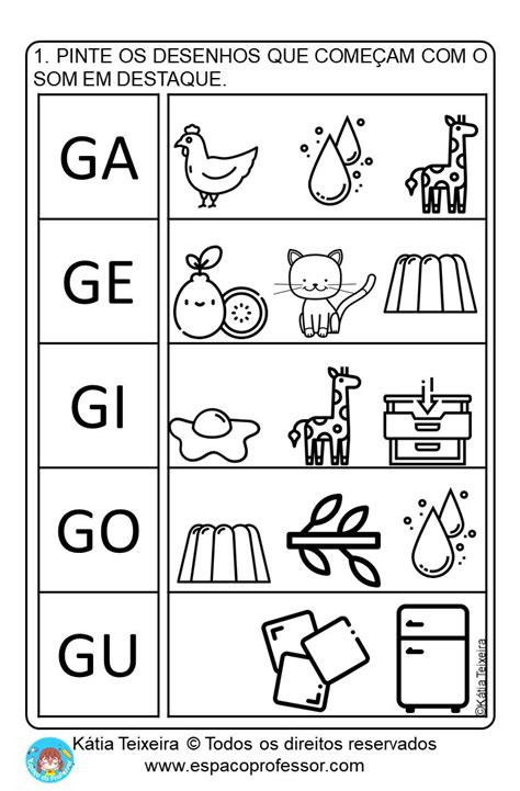 Pequeno texto com atividades Educação Infantil letra G PDF