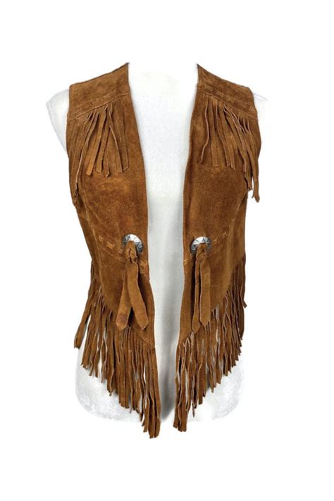 60s Fringe Vest Vintage Western Suede Leather Vest Etsy Vintage
