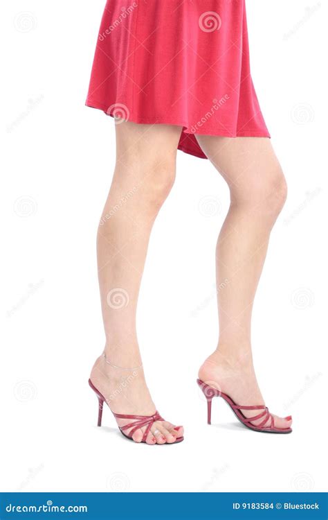 Beautiful Woman Legs And Feet Wearing Short Dress Stock Images Image