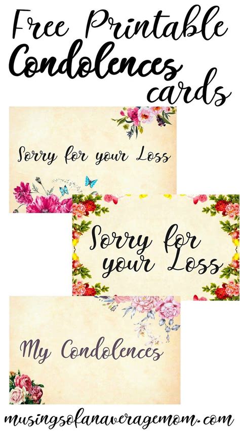 It can be of great comfort for a grieving person to hear how much you admired and. Free Printable Sympathy Cards Luxury Musings Of An Average Mom Condolences Cards in 2020 ...