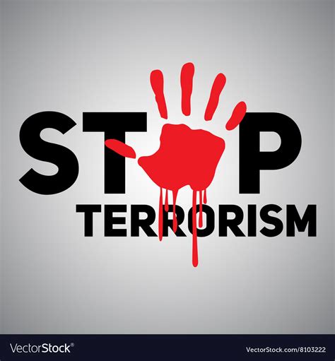 The Text Stop Terrorism With Imprint A Royalty Free Vector