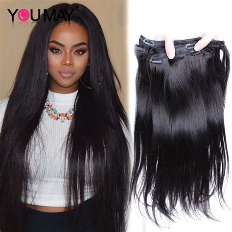 7a Remy Virgin Indian Hair Straight Clip In Extensions 120g Clip In