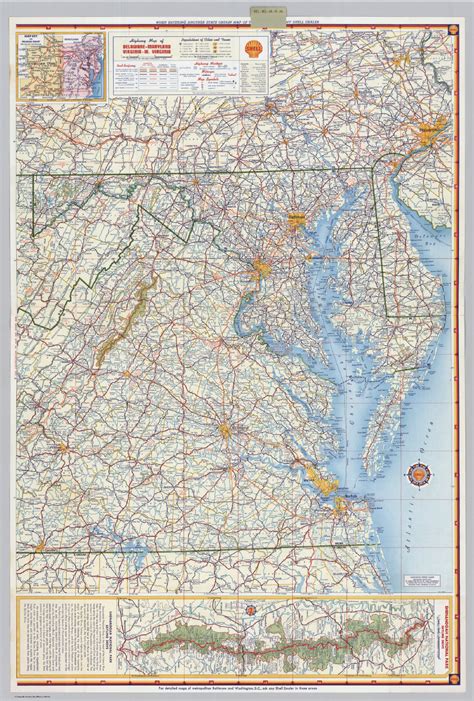 Shell Highway Map Of Delaware Maryland Virginia W Virginia