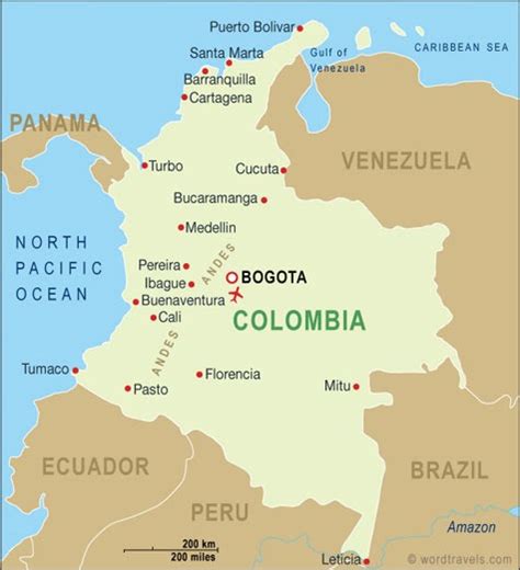 This map shows a combination of political and physical features. Colombia - Location