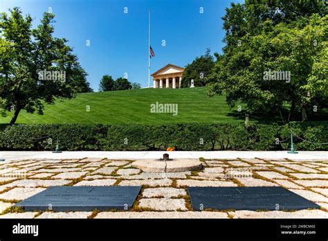 The tomb of President John F. Kennedy with the eternal flame at the
