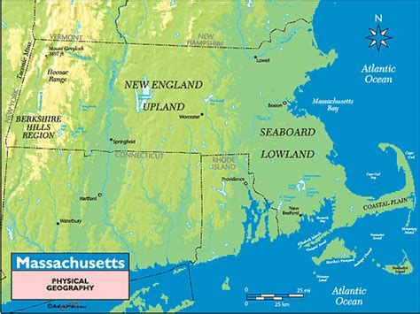 Massachusetts Physical Geography Map By From World