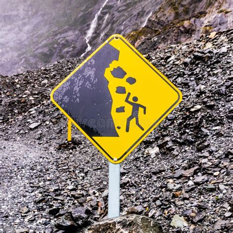 Caution Falling Into Water Sign Stock Image Image Of