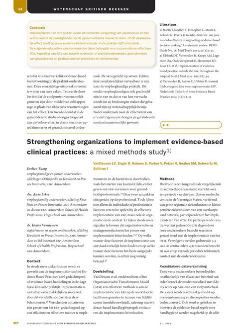 Pdf Strengthening Organizations To Implement Evidence Based Clinical