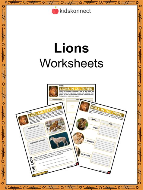 Lion Facts And Worksheets Evolution Habitat Diet Cultural Significance