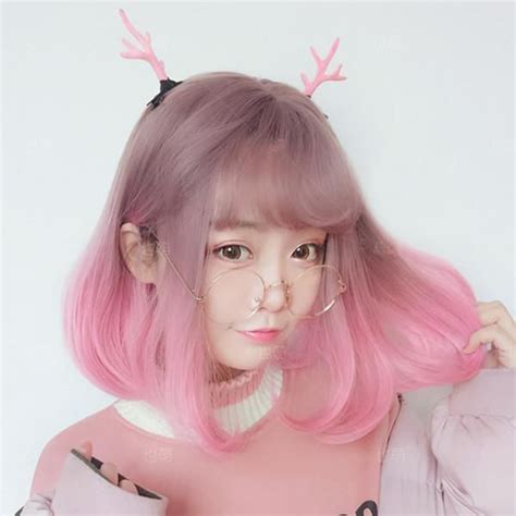Pink Gradient Short Wig Yv40379 Kawaii Wigs Kawaii Hairstyles Wig Hairstyles