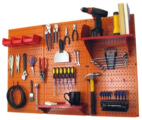4ft Metal Pegboard Standard Tool Storage Kit Orange Toolboard And Red