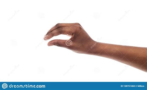 Black Female Hand Measuring Small Invisible Item Stock Photo Image Of