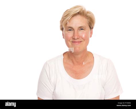 A Portrait Of A Real And Average Middle Aged Woman Stock Photo Alamy