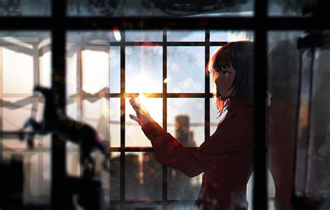 Wallpaper Girl Sunset Anime Window Art Sumiobunnya