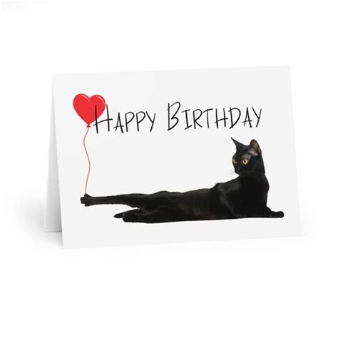 Happy Birthday Card With Cats Black Cat Birthday Card Etsy