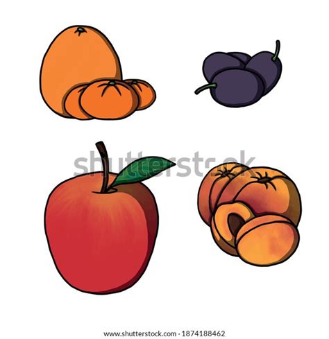 Collection Clip Art Fruits Set Illustrations Stock Vector Royalty Free