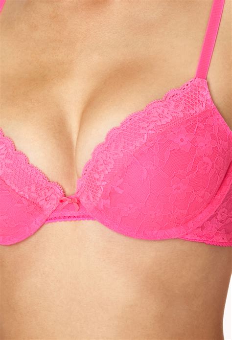 Forever 21 Lace Push Up Bra In Hot Pink Pink Lyst